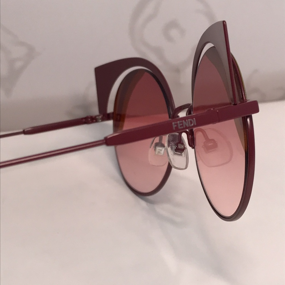 💯 - New Authentic Fendi FF 0215/s 00l9- X4 Burgundy Cat Eye Sunglasses - Picture 17 of 17